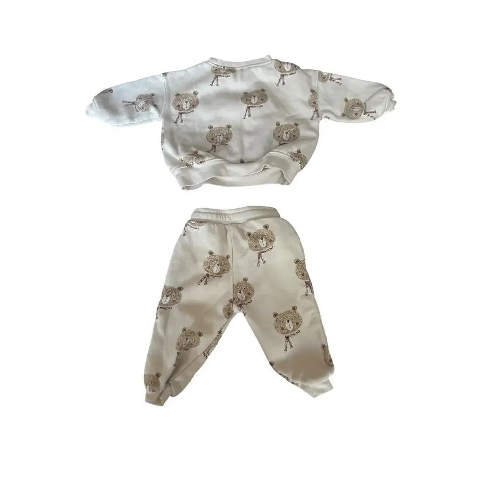 Rylee + Cru Baby Beige Bears Relaxed Sweatshirt Size 6-12 M